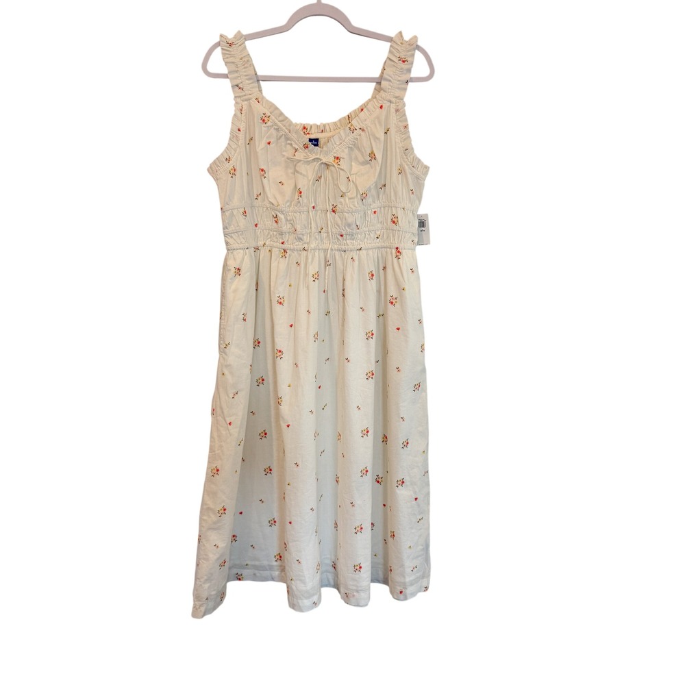 Old Navy Floral Midi Dress Large Petite Cottage Core Milkmaid Prairie Smocked